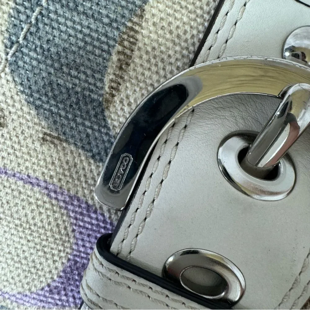 Coach Tan Multicolor Soho Optic Credit Card Zip Around Buckle Wallet